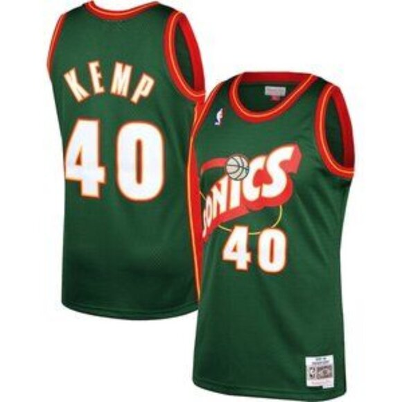 Mens Shawn Kemp Green Stitched Jersey